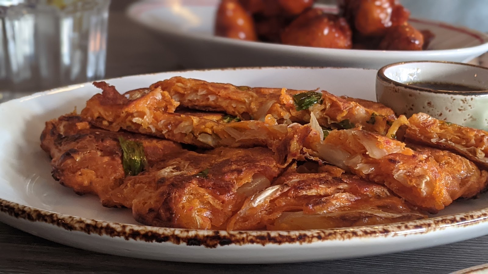 Kimchi jeon, crisp at the edges