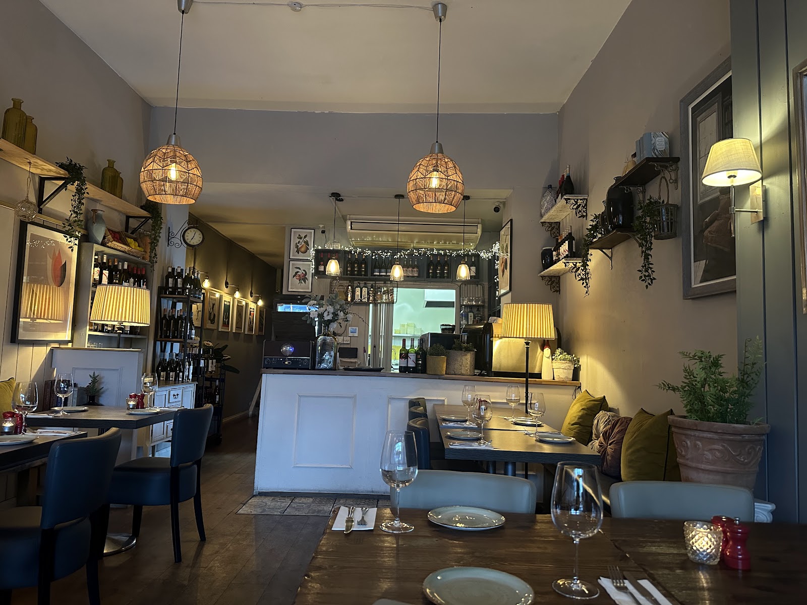 The candlelit dining room